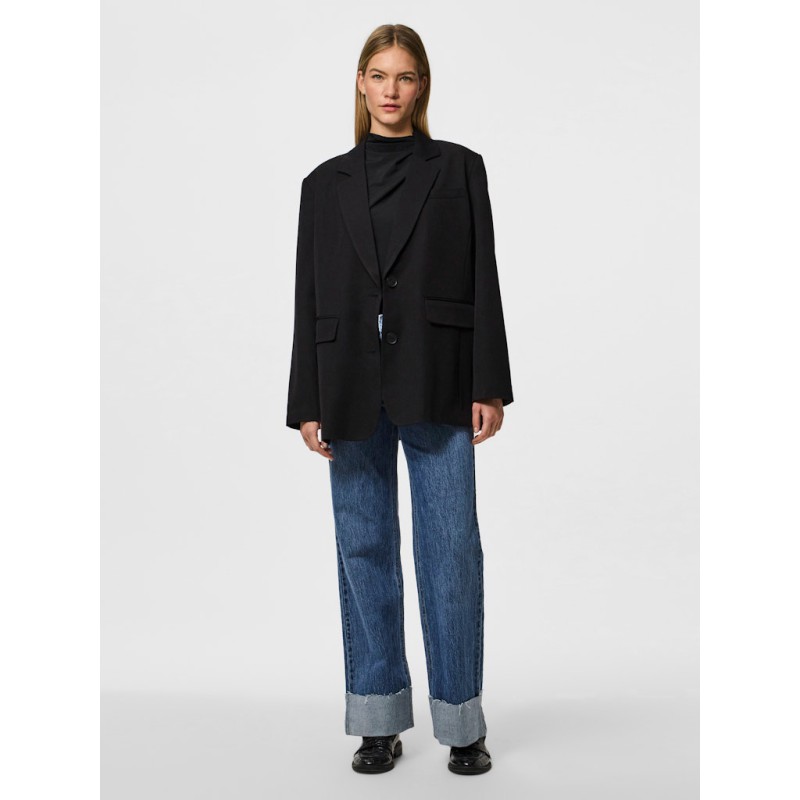 PIECES kamil langærmet loose blazer - Black