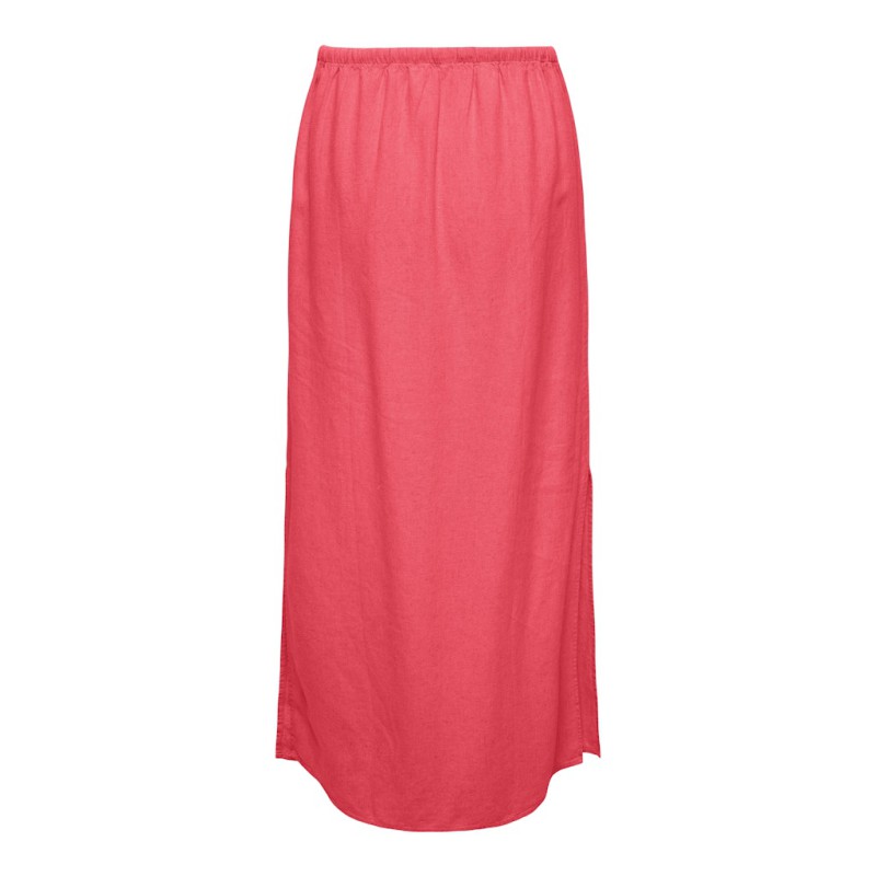 JDY Say maxi slit hør nederdel - Calypso Coral