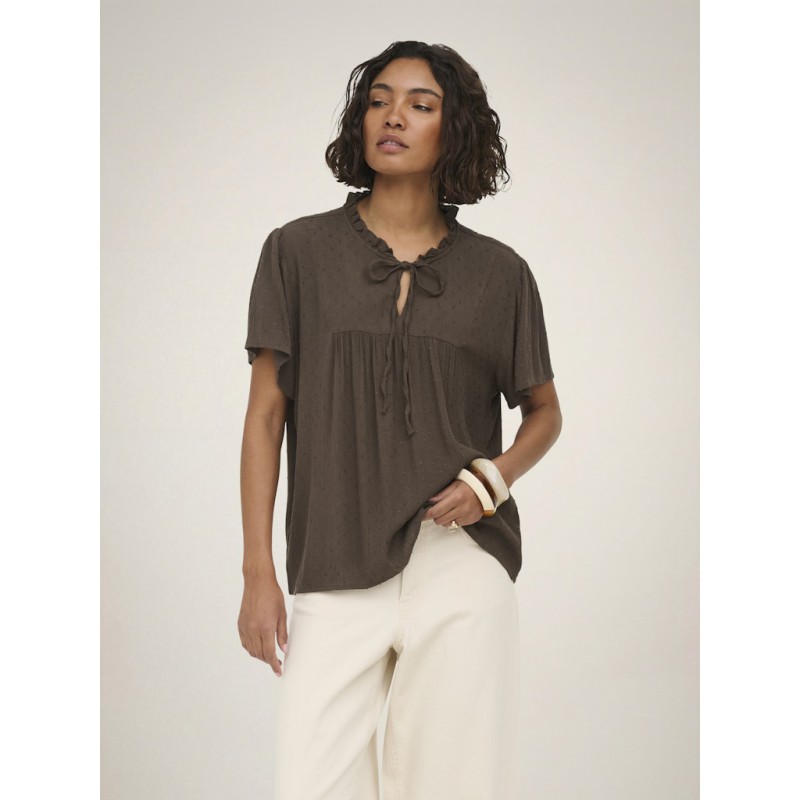 JDY Lima Life kortærmet Top - Chocolate Brown