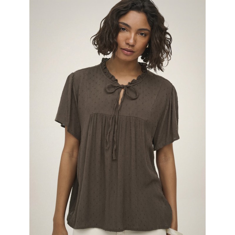 JDY Lima Life kortærmet Top - Chocolate Brown
