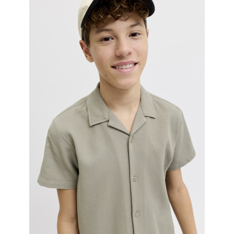 JACK & JONES JUNIOR Global waffle resort kortærmet skjorte - Vetiver