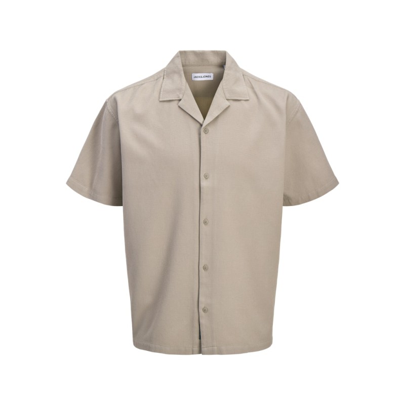 JACK & JONES PLUS Global waffle resort kortærmet skjorte - Vintage Khaki