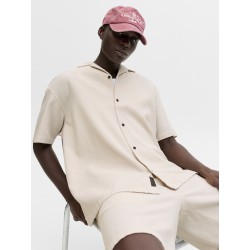 JACK & JONES Global waffle resort kortærmet skjorte - Moonbeam