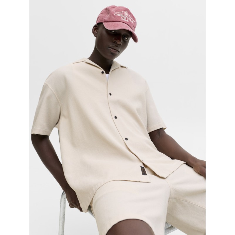JACK & JONES Global waffle resort kortærmet skjorte - Moonbeam