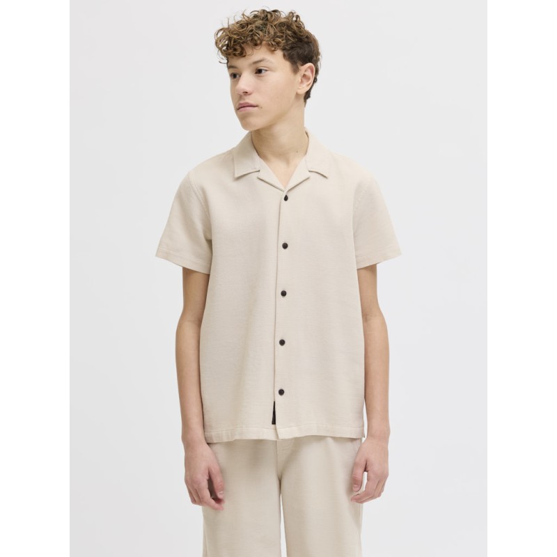 JACK & JONES JUNIOR Global waffle resort kortærmet skjorte - Moonbeam