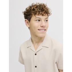 JACK & JONES JUNIOR Global waffle resort kortærmet skjorte - Moonbeam