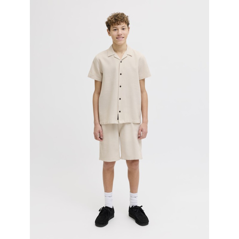 JACK & JONES JUNIOR Global waffle resort kortærmet skjorte - Moonbeam