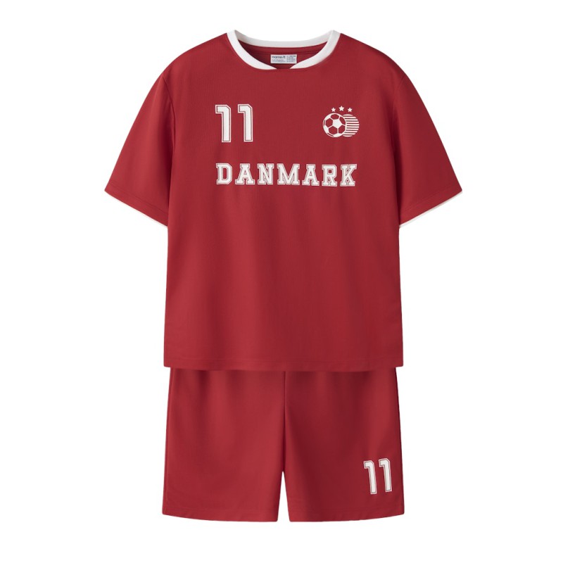 NAME IT KIDS Unisex Hi team shorts sæt - True Red