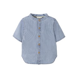 NAME IT MINI Hans stribede denim kortærmet skjorte - Light Blue Denim