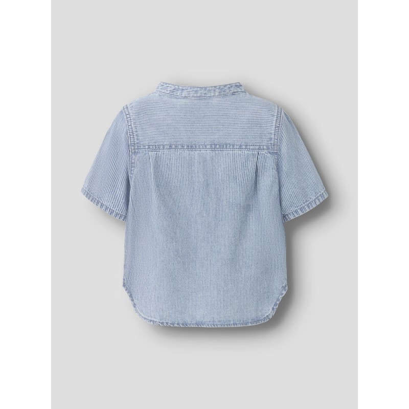 NAME IT MINI Hans stribede denim kortærmet skjorte - Light Blue Denim