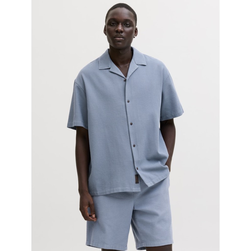 JACK & JONES Global waffle resort kortærmet skjorte - Blue Mirage