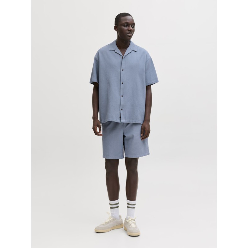 JACK & JONES Global waffle resort kortærmet skjorte - Blue Mirage