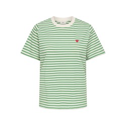 JDY Pisa S/S Print Top - Cloud Dancer / New Stripe Jelly Bean