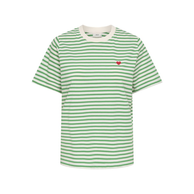 JDY Pisa S/S Print Top - Cloud Dancer / New Stripe Jelly Bean