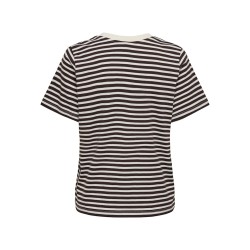 JDY Pisa S/S Print Top - Cloud Dancer / New Stripe Chicory Coffee