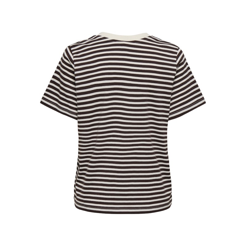 JDY Pisa S/S Print Top - Cloud Dancer / New Stripe Chicory Coffee