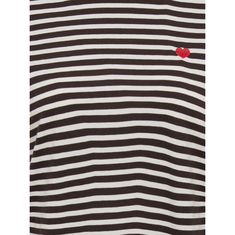 JDY Pisa S/S Print Top - Cloud Dancer / New Stripe Chicory Coffee