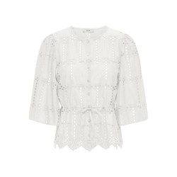 JDY Jojo 3/4 Broderi Anglaise Skjorte - Cloud Dancer