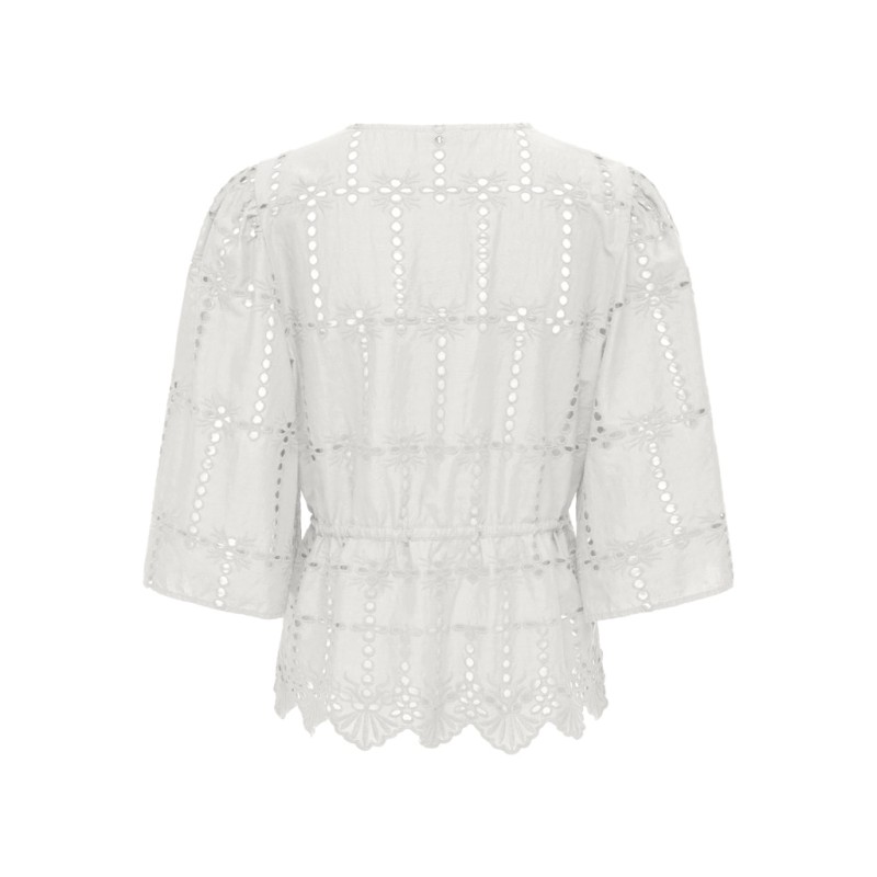 JDY Jojo 3/4 Broderi Anglaise Skjorte - Cloud Dancer