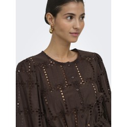 JDY Jojo 3/4 Broderi Anglaise Skjorte - Chocolate Brown