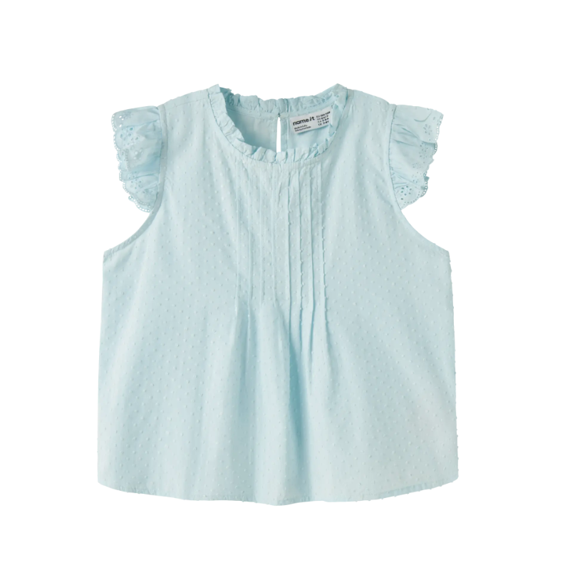 NAME IT Kids Jusa broderi anglaise top - Delicate Blue