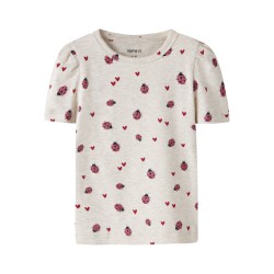 NAME IT Mini Haline kortærmet x-slim top - Peyote Melange