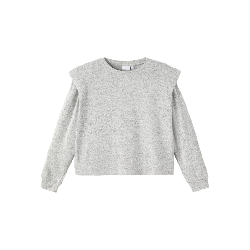 NAME IT Kids Niline langærmet strik bluse - Light Grey Melange
