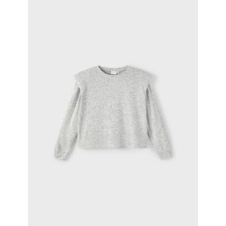 NAME IT Kids Niline langærmet strik bluse - Light Grey Melange