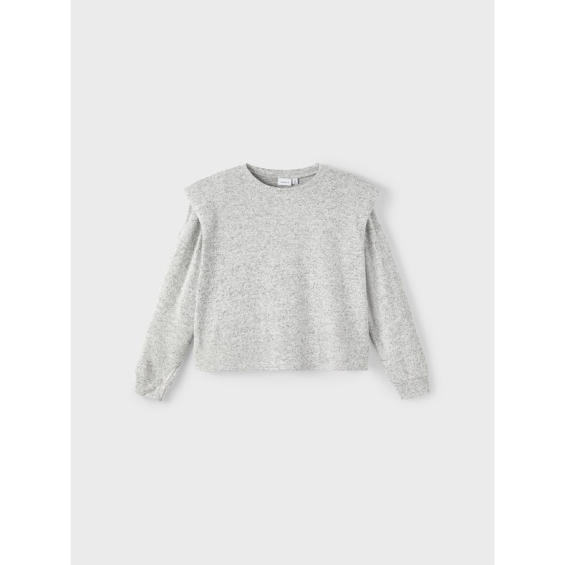 NAME IT Kids Niline langærmet strik bluse - Light Grey Melange