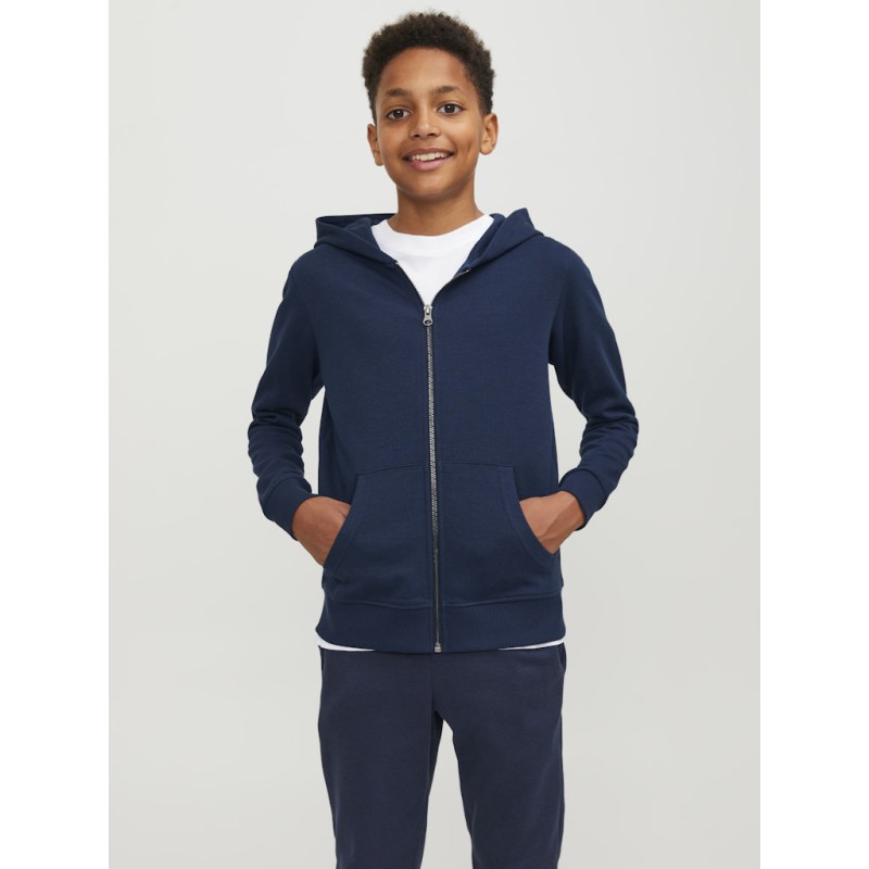 Jack & Jones Junior Hoodie Navy Med Lynlås | Stort Udvalg til Drenge