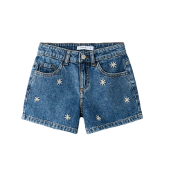 NAME IT KIDS Bella Denim Shorts - Medium Blue Denim / Daisy
