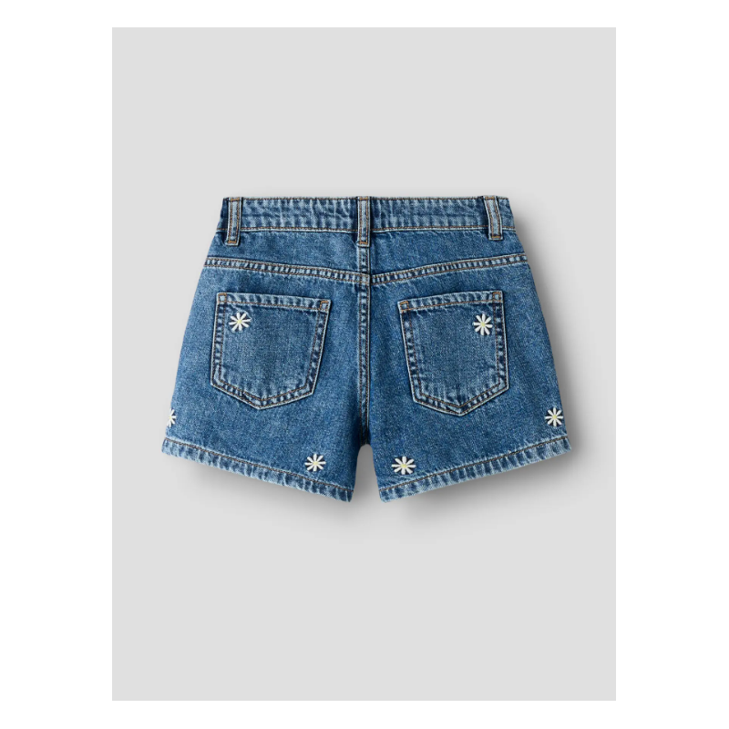 NAME IT KIDS Bella Denim Shorts - Medium Blue Denim / Daisy