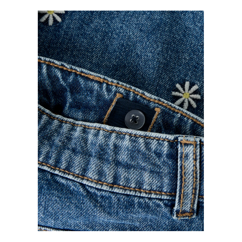 NAME IT KIDS Bella Denim Shorts - Medium Blue Denim / Daisy