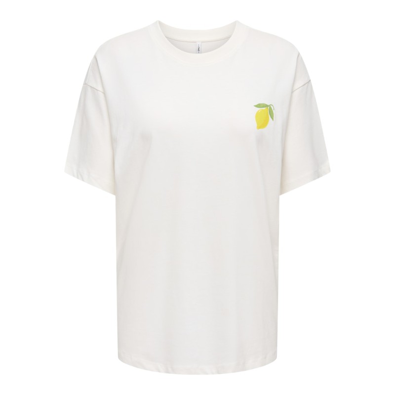 ONLY Elle kortærmet printed t-shirt - Cloud Dancer Lemoncello