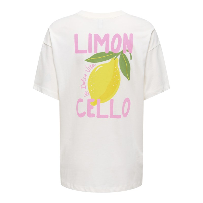 ONLY Elle kortærmet printed t-shirt - Cloud Dancer Lemoncello