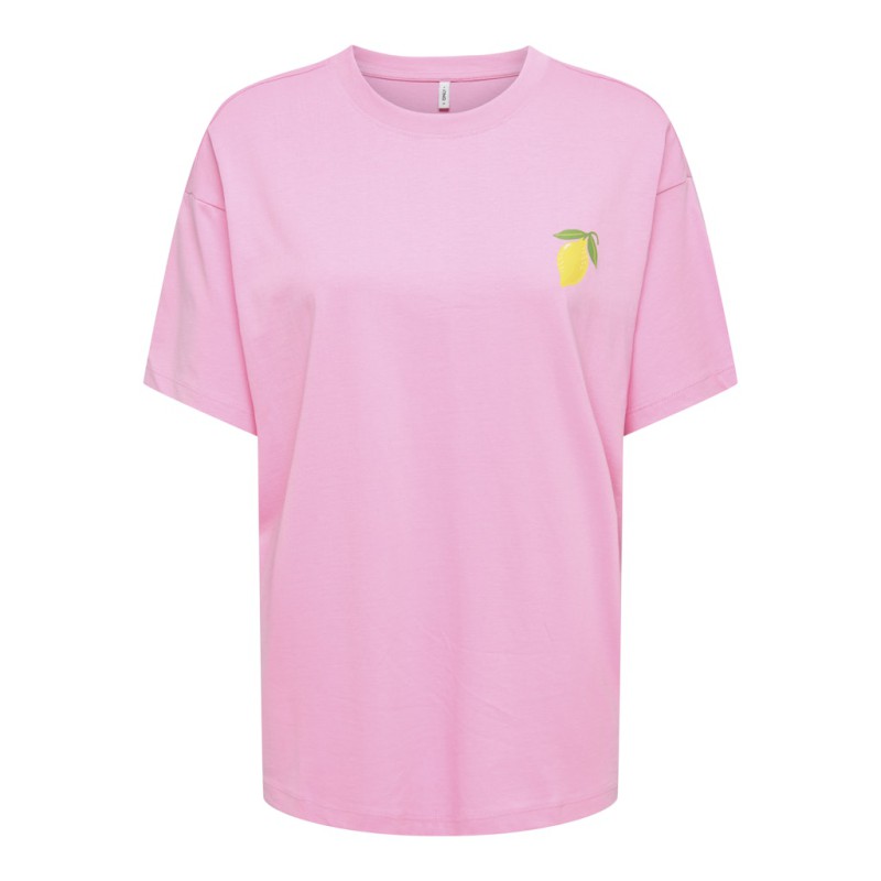 ONLY Elle kortærmet printed t-shirt - Prism Pink Lemoncello