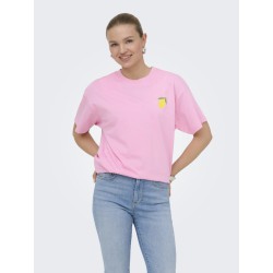 ONLY Elle kortærmet printed t-shirt - Prism Pink Lemoncello