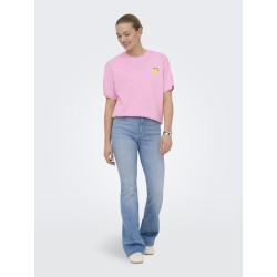 ONLY Elle kortærmet printed t-shirt - Prism Pink Lemoncello
