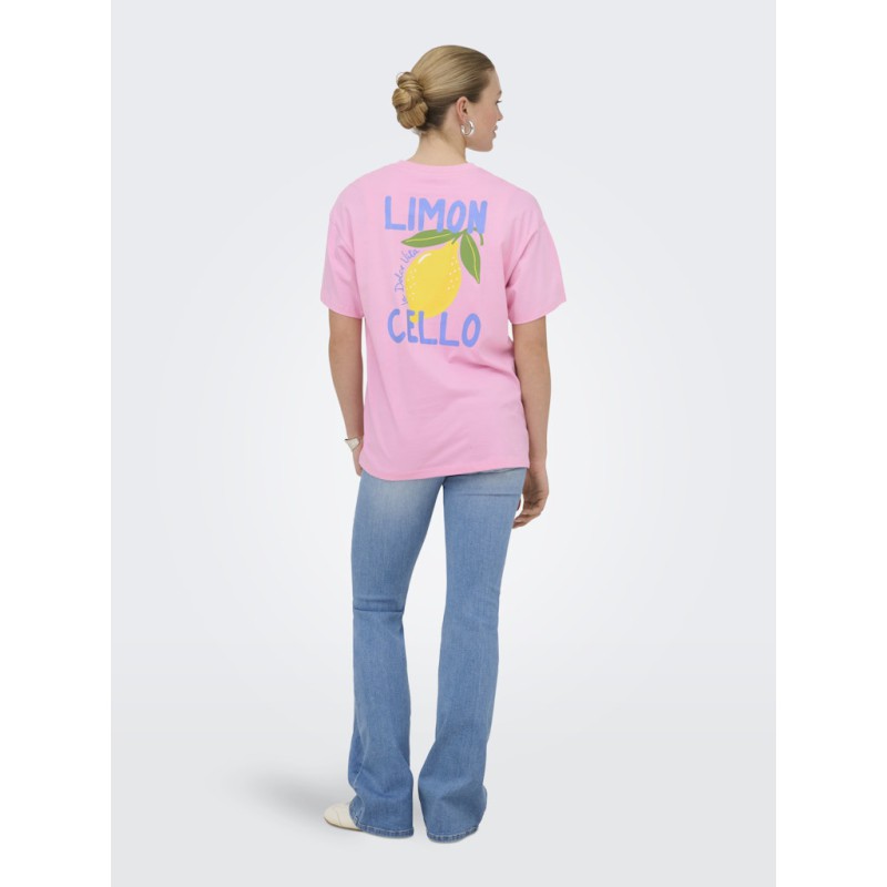 ONLY Elle kortærmet printed t-shirt - Prism Pink Lemoncello