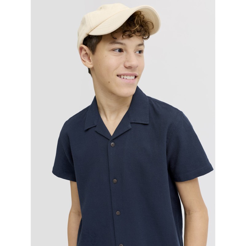 JACK & JONES JUNIOR Global waffle resort kortærmet skjorte - Navy Blazer