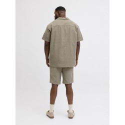 JACK & JONES PLUS Global waffle resort kortærmet skjorte - Vetiver