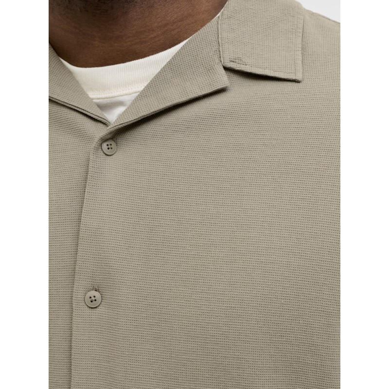 JACK & JONES PLUS Global waffle resort kortærmet skjorte - Vetiver