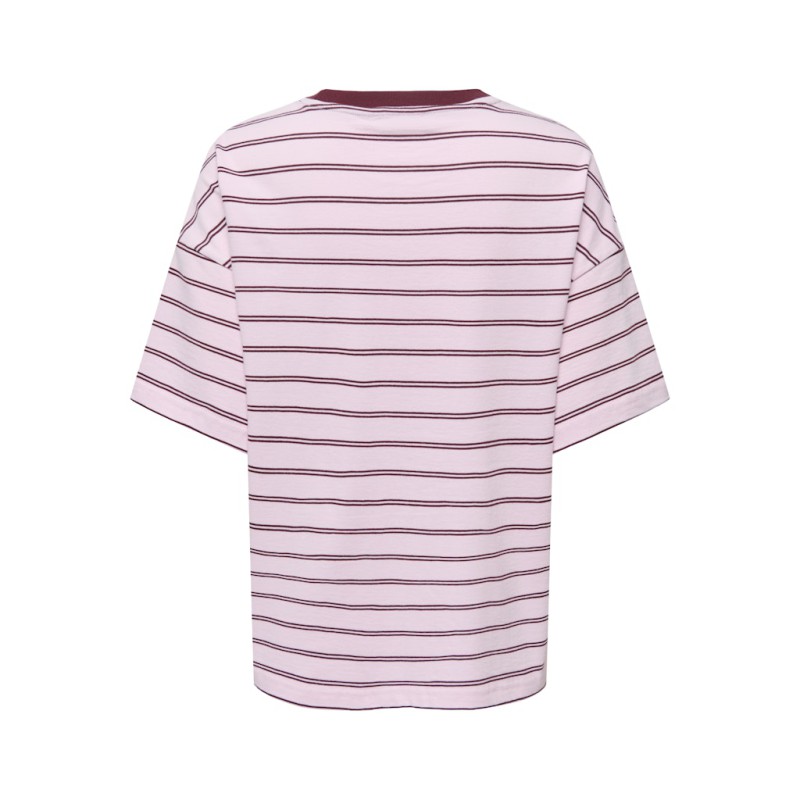 ONLY Lisa kortærmet stribede t-shirt - Pink Lady