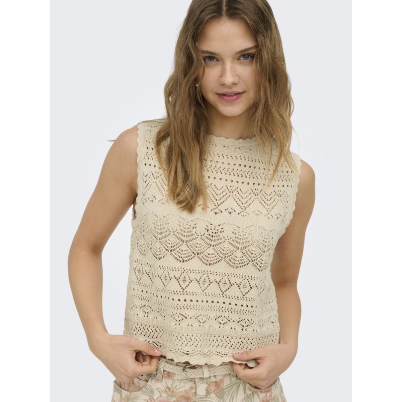 ONLY Luza reversible strik top - Birch