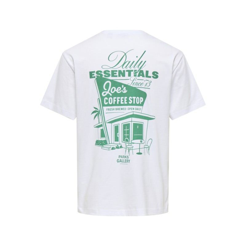 ONLY & SONS Fred kortærmet Print T-shirt - Bright White