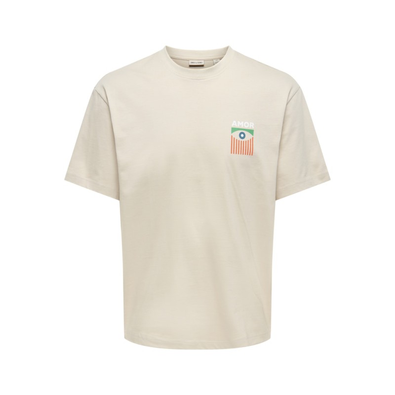 ONLY & SONS Fred kortærmet Print T-shirt - Silver Lining