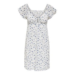 ONLY Dua frill sleeve kjole - Cloud Dancer Ditsy floral cornflower blue