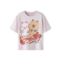 NAME IT KIDS Abbi capybara kortærmet t-shirt - Cradle Pink