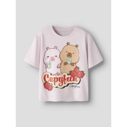 NAME IT KIDS Abbi capybara kortærmet t-shirt - Cradle Pink