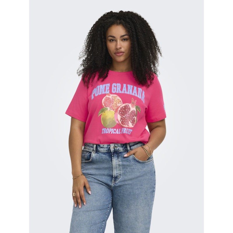 ONLY CARMAKOMA Jenny kortærmet t-shirt - Raspberry Granada